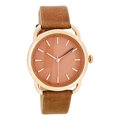 OOZOO Timepieces - Rosé goudkleurige horloge met zacht roze leren band - C8718