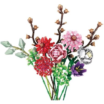Grappige vreugde eeuwige kunstmatige rozen blok chrysanthemum bloem huisdecoratie wilde bloemen bouwblok boeket meisje cadeau