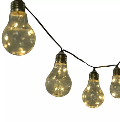Outsunny Solar Tuinverlichting op Zonneenergie - Kerstverlichting - 20 LED Lichtsnoer Buiten - 3.8 m Verlicht + 2 m Snoer - Buitenverlichting Lichtslinger - Lichtsnoeren - Warm Wit - Set van 2.