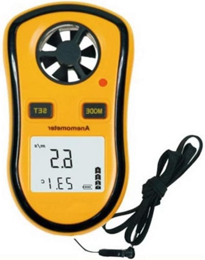 Digitale Windmeter - Snelheidsmeter Temperatuur - Windsnelheid Meten - Beaufort Schaal Indicatie - 105 x 58 x 22mm - Zwart