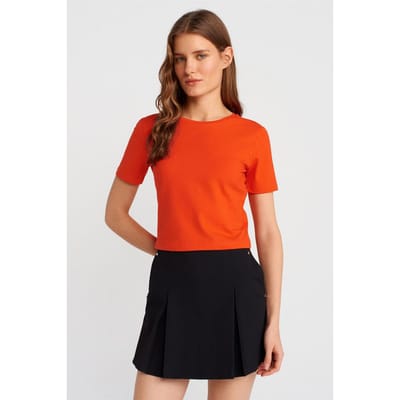 Dames Crop Slim-Fit Crew Neck T-Shirt