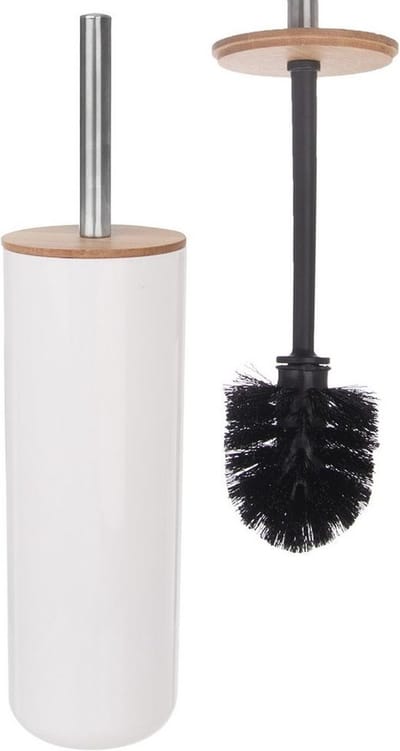 Toiletborstel met Standaard Bamboe Wit WHITNEY 37 cm - WC Borstel - Toilet