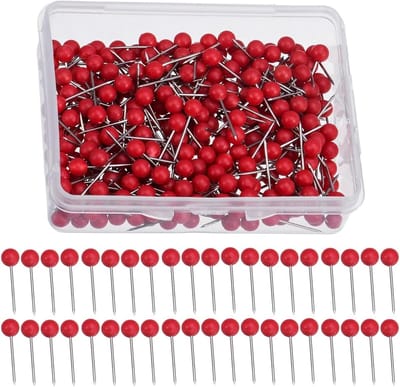 400 stuks plastic naalden met ronde kop, stalen naalden, ronde rechte naalden, spelden, rood