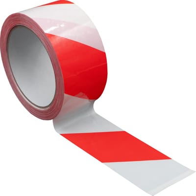 Markeringstape rood wit plakband - Waarschuwingstape - Vloermarkeringstape - 50mm x 33 meter 1 rol - DULA