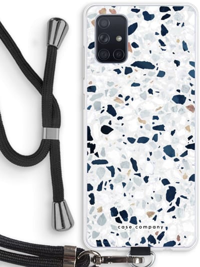 Case Company® - Hoesje met koord geschikt voor Samsung Galaxy A71 hoesje met Koord - Terrazzo N°1 - Telefoonhoesje met Zwart Koord - Bescherming aan alle Kanten en Over de Schermrand