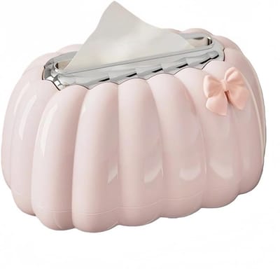 Tissuehouder - Praktische tissuebox - Opbergruimte voor tissues - Creatief pompoenontwerp - Ruimtebesparend - Accessoire voor thuis en op kantoor, geschikt voor kantoren en slaapkamers (roze)