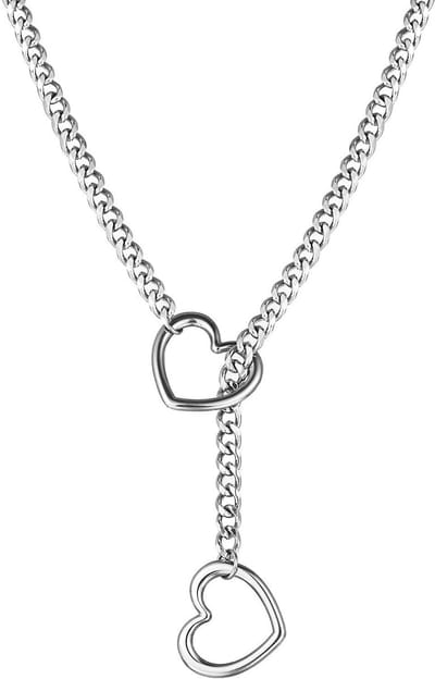 Halsketting voor vrouwen - hondenhalsband choker met hartbedels - punk gothic stijl - trendy accessoire - SnelShoppen