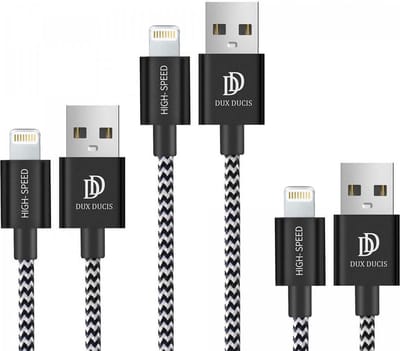 Dux Ducis 2.1A Fast Charge USB-A naar Lightning Kabel Set 3-Pack (0.25M + 1M + 2M) Zwart