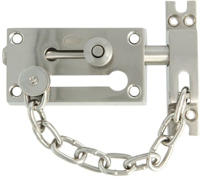 AMIG Deurschuif Zilver Mat 80x45mm - Grendel met Deurketting Dubbel Deurbeveiliging