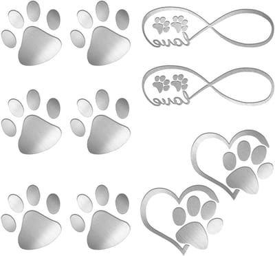 Schattige Hart Poot Auto Stickers, 7 Stuks Waterdichte Zelfklevende Decoratie voor Auto, Laptop en Muren - Perfect voor Hond Liefhebbers en Dierenaccessoires
