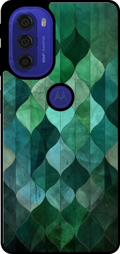 Smartphonica Telefoonhoesje Geschikt voor Motorola Moto G51 met groene bladeren opdruk - TPU backcover case green leaf design - Groen geschikt voor Motorola Moto G51