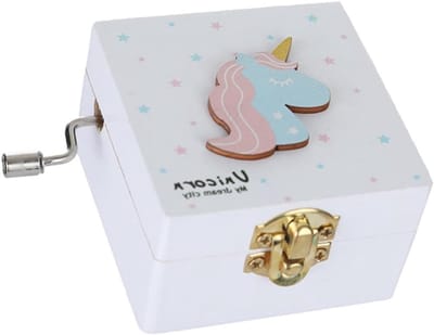Houten Muziekdoos - Draai Mechanisme - Decoratieve Cadeau - Uniek Eenhoorn Design - 85 x 63 cm - Niet-giftige Verf