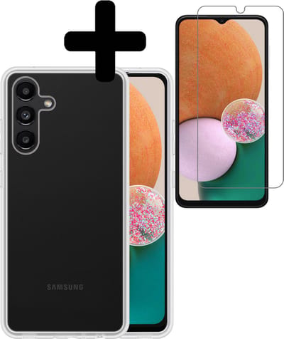 Hoesje - Met Screenprotector - Geschikt voor Samsung Galaxy A13 5G - Sterk & Shockproof - Back Cover - Siliconen Case - Telefoon Hoes - Telefoonhoesjes - Transparant