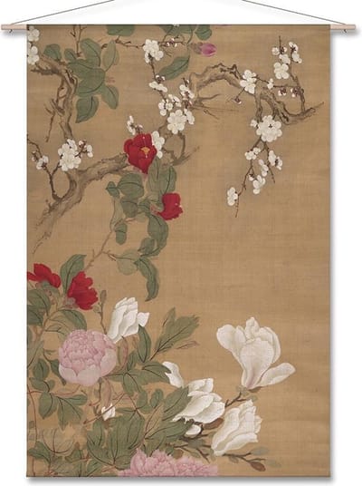 Wandkleed Honderd bloemen - Qing dynastie