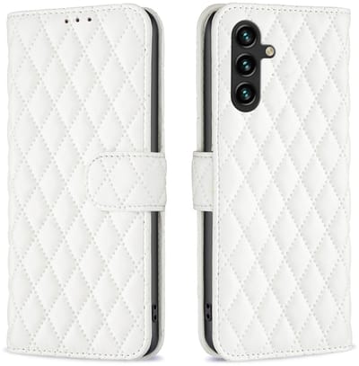 BINFEN Hoesje - Geschikt voor Samsung Galaxy A36 Hoesje - BINFEN Rhombus Book Case - Wit