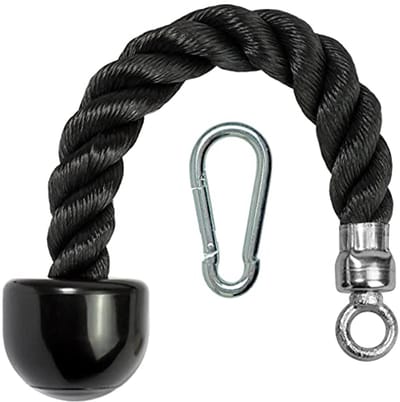 Enkel Triceps Touw Kabel Bevestiging met Karabijnhaak - Zwart