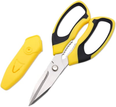Praktische, robuuste schaar: 8 inch (ca. 20,3 cm) scherpe schaar met multifunctioneel, zwaar gekarteld blad voor het knippen van tapijt, karton, draad, leer, stof en meer. Geschikt voor keuken, tuin, kantoor en knutselprojecten.