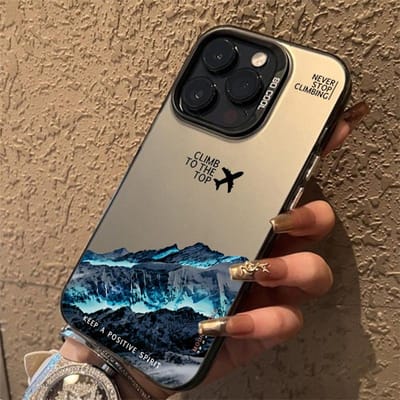 Coque de téléphone Mountain Peak pour IPhone 16 14 15 11 12 13 Pro Max 16E 7 8 Plus SE 2 XR X XSMAX Résistante aux chocs Coucher de soleil Housse IMD For iPhone 16E