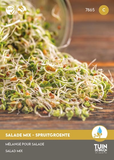 Salade Mix Kiemgroente Zaden – Spruitgroente Mix – Microgroenten Binnen Kweken – Superfood & Snel Oogstbaar – Tuin de Bruijn