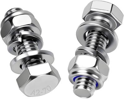 15 Stk. Zeskantbouten M6x16 mm Roestvrijstalen Zeskantbouten Zeskant DIN 933 Roestvrijstaal A2 V2A Buitenzeskant met Zelfborgende Moeren, Onderlegringen en Veerringen voor Meubels, Auto's