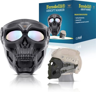 Ferodelli Carnaval Masker - Full Face - Met Bril - Mask - Helm - Zwart