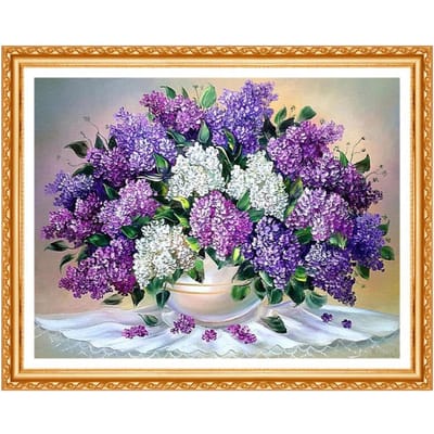 Broderie Peinture Diamant Vase Fleur Bricolage Peinture Diamant Ronde Complète Nouveautés Diamant Rond 20X30CM blue
