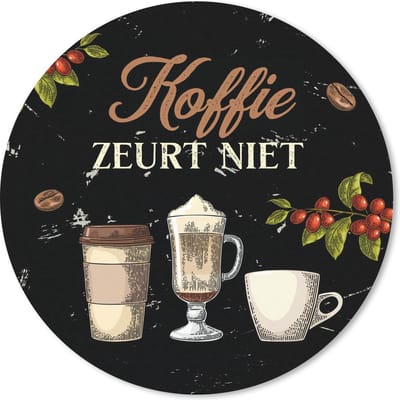 Muismat rond 20x20 cm - Mousepad Koffie - Koffiemok - Vintage - Ronde muismatten - Cadeau voor vrouw - Cadeau voor man