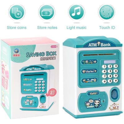 Distributeur automatique de billets mignon avec coffre-fort à mot de passe à empreinte digitale avec poignée ATM Music Coin Box Bank avec empreinte digitale numérique