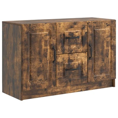vidaXL - Dressoir - Gerookt - eiken - 89 - x - 34,5 - x - 57 - cm - Bewerkt - hout
