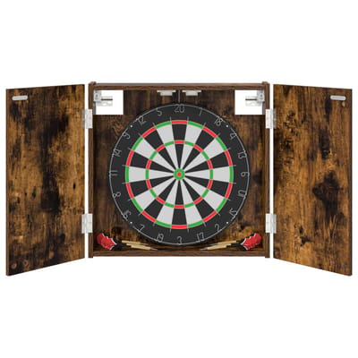 vidaXL - Dartbord - Kabinet - Gerookt - eiken - 56 - x - 12 - x - 53,5 - cm - Bewerkt - hout