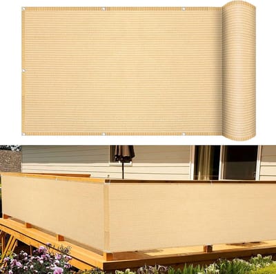 Inkijkbescherming 100 x 950 cm Weerbestendig uv-bescherming Stof Tuin Hek Panelen Makkelijk te Installeren voor balkonleuningen tuin, Zand geel