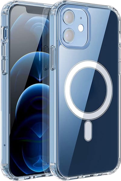 Hoesje Doorzichtig - Geschikt voor iPhone 12 Mini Hoesje Transparant Hoesje met Magneet Cirkel