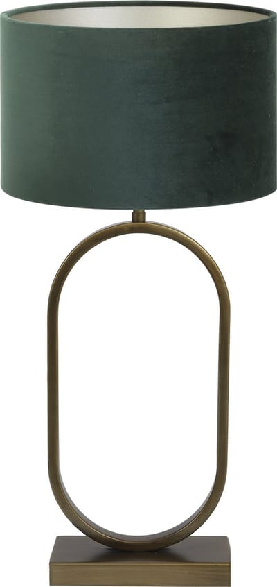 Light & Living Tafellamp Jamiri/Velours - Ant, Brons/Donkergroen - Ø30x67cm - Tafellamp met kap