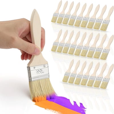 Set van 25 Stuks 35mm Kwasten voor Schilderen, Verven, Beitsen en DIY Projecten, Inclusief Platte en Brede Kwasten