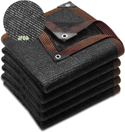 Zonnescherm 6 x 6 m, Schaduwdoek met 40% Zonbescherming, Ideaal voor Terras, Tuin en Balkon, UV-bescherming, Rechthoekig Schaduwdoek met Oogjes voor Pergola en Serre