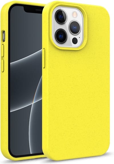 geschikt voor iPhone 14 Plus Eco Hoesje - Flexibel Telefoonhoesje Bio Degradable - Flexibel Eco Hoesje geel- geschikt voor iPhone 14 Plus