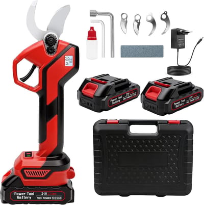 SNJY® Elektrische Snoeischaar - Takkenschaar met Accu - Heggenschaar Elektrisch - 600W - Zwart/Rood