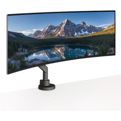 Skoov Monitor Arm voor Zware Beeldschermen - Tot 57 Inch & 27KG - Curved & Ultrawide - Gasveer - Beugel voor 1 Scherm - Standaard - Houder - Steun - Heavy Duty - Zwart