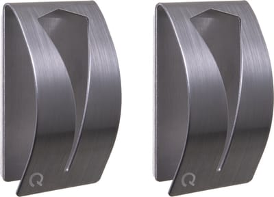 QUVIO Handdoekhouder - RVS - Set van 2 - Met plakstrip - Handdoekenrek - Badkamer - Handdoekhaakjes - Wandhaak - Handdoekhanger - Zilver - 2,5 x 5 x 8 cm