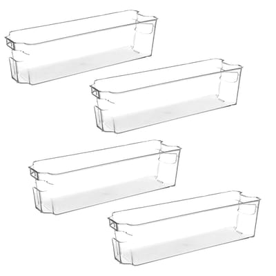 5Five Koelkast/keuken organizer mand/bak - 4x - transparant - kunststof - L37 x H10 - groente/fruit lade - 4 liter