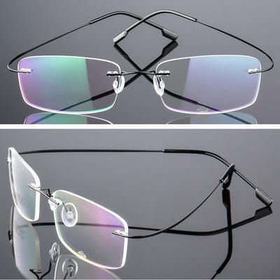 Lunettes sans monture Super élastiques en alliage de titane pour hommes et femmes, lunettes unisexes sans cadre, mode Business, Protection des yeux noir