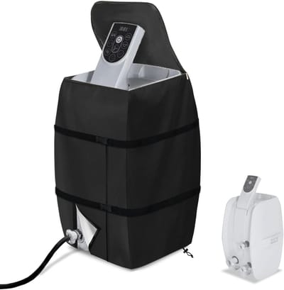 KZQ Bubbelbadpomphoes - Waterdichte beschermhoes met rits, geïsoleerd - Voor outdoor spa, zwembad - 420D Oxford, stof- en waterdicht - 43x38x54 cm, zwart