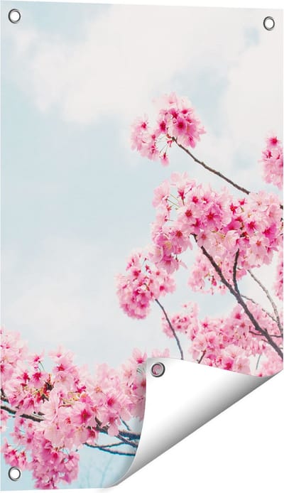 Gards Tuinposter Roze Bloesemboom - Bloemen - 40x60 cm - Tuindoek - Tuindecoratie - Wanddecoratie buiten - Tuinschilderij