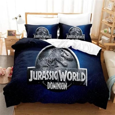 Rode Jurassic Park Beddengoedset Cartoon Home Textiel Voor Kinderen Bedset Dekbedovertrek Slaapkamer Set Queen Dinosaurus Dekbedovertrek US Queen(228x228cm)