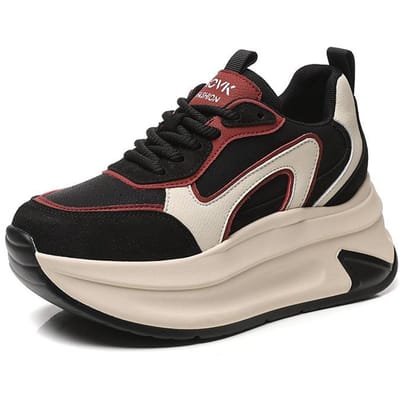 Nieuwe Casual Skateboard Schoenen voor Dames 7CM Hakken Suède Leer Hoge Platform Sneakers voor Dames Herfst Veelzijdige Sportschoenen met Dikke Zool 40