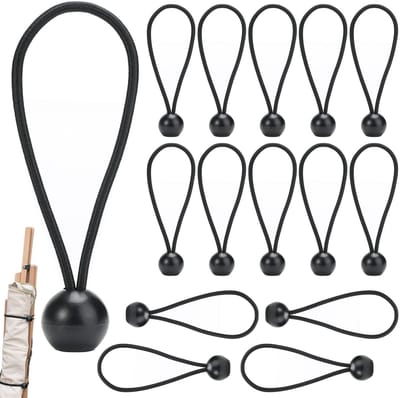 Dailygoods- Zeilspanner 15 stuks - Bungee Koord 4 mm - Rubber Lussen - Expanderlussen - Tentspanner - Instelbare Lengte 15-30 cm - Bungeekoord