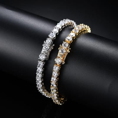 Luxe Koperen Tennis Ketting 3mm 4mm 5mm Ingezette Zirkonia Enkele Rij Armband Heren en Dames Accessoires Sieraden 20cm black
