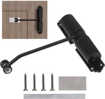 Automatische Deurcloser - Veer Deur - Deuren Sluiten - Verstelbare Kracht - 21 x 11 x 5 cm - Zwart