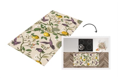 Keukenloper - Loper keuken - Patroon - Vogel - Planten - Fruit - 120x60 cm - Keukenloper vinyl