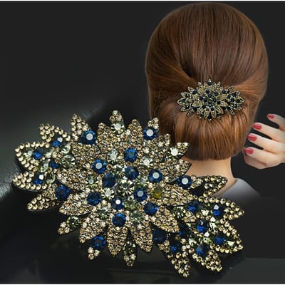 Vintage Minimalistische Strass Paardenstaart Clip Grote Haarpin Accessoire